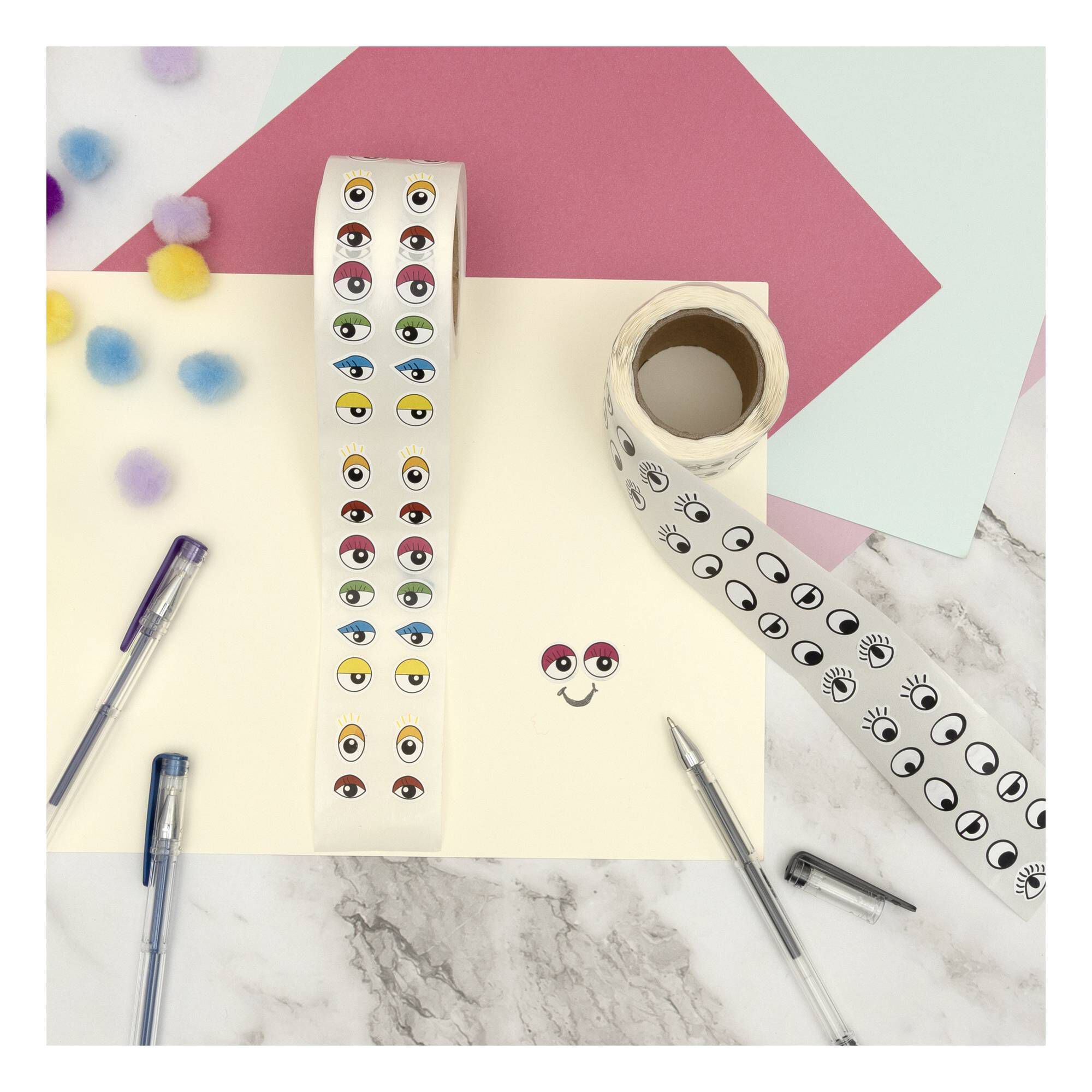 Sticker Roled Eyes Coloured Craft Eyes Sticker Roll 1200 Pack | Hobbycraft