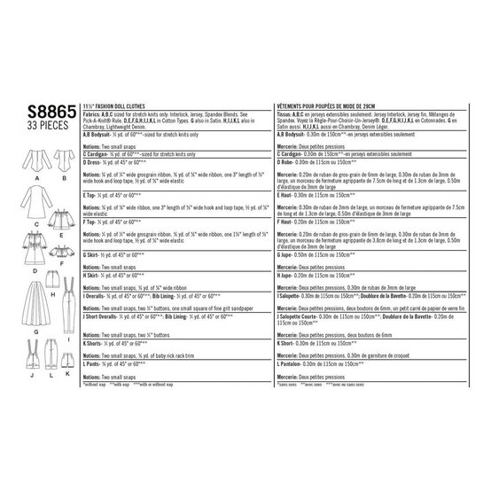 Simplicity Doll Clothes Sewing Pattern S8865 image number 2