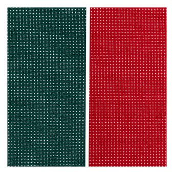 Red and Green 14 Count Aida Fabric 30 x 46cm 2 Pack