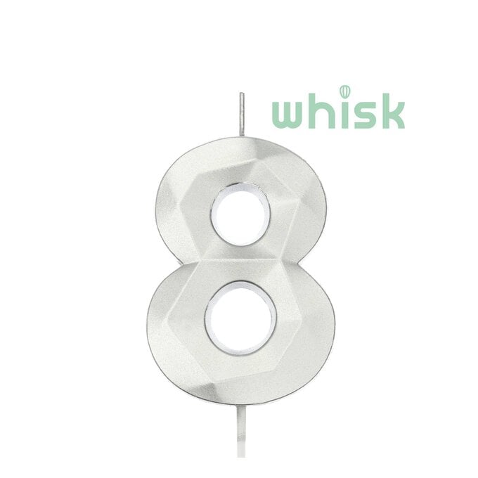 Whisk Silver Faceted Number 8 Candle image number 1