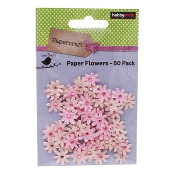 Pearl Pink Micro Jewelled Florette Paper Flowers 60 Pack image number 2