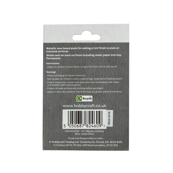 Silver Metallic Gilding Wax 20ml image number 5