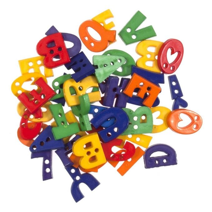 Trimits Primary Colour Alphabet Craft Buttons 20g image number 1
