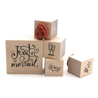 Just Married Wooden Stamp Set 5 Pieces
