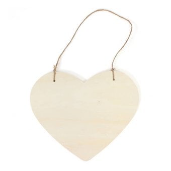 Wooden Heart with String 18cm x 18cm x 1cm