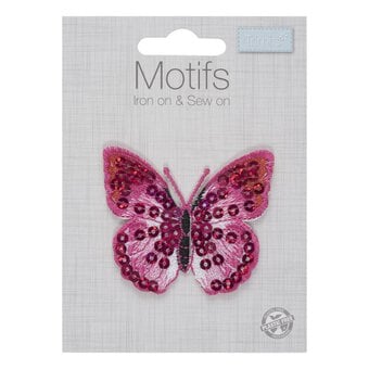Trimits Pink Sequin Butterfly Iron-On Patch image number 2