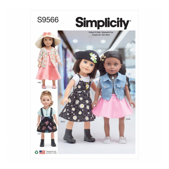 Simplicity Doll Clothes Sewing Pattern S9566 image number 1