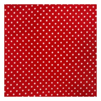 White and Red Spot Polycotton Fabric by the Metre