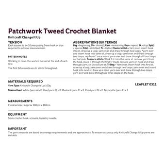 Knitcraft Patchwork Tweed Crochet Blanket Digital Pattern 0311