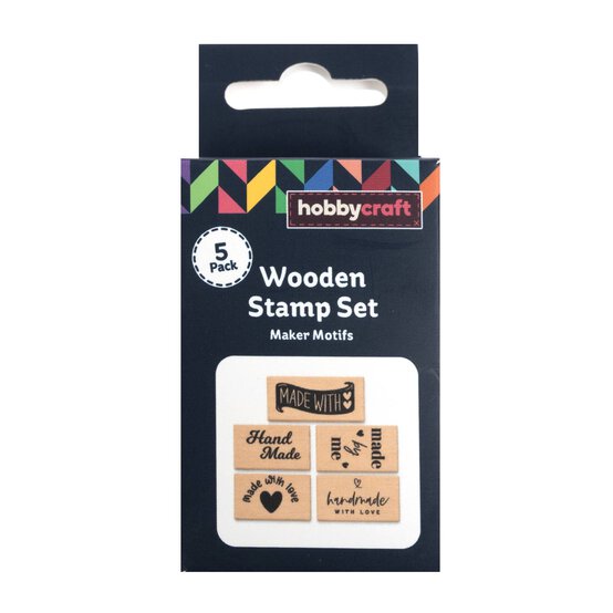 Maker Motif Wooden Stamps 5 Pack image number 3