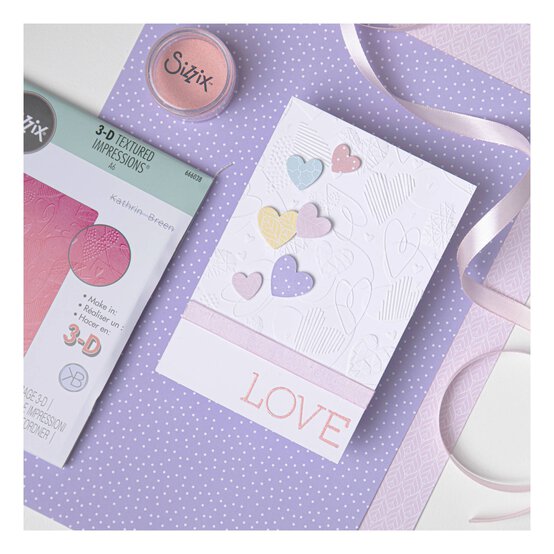 Sizzix Mark Making Hearts 3D Textured Impressions Embossing Folder A6 image number 2