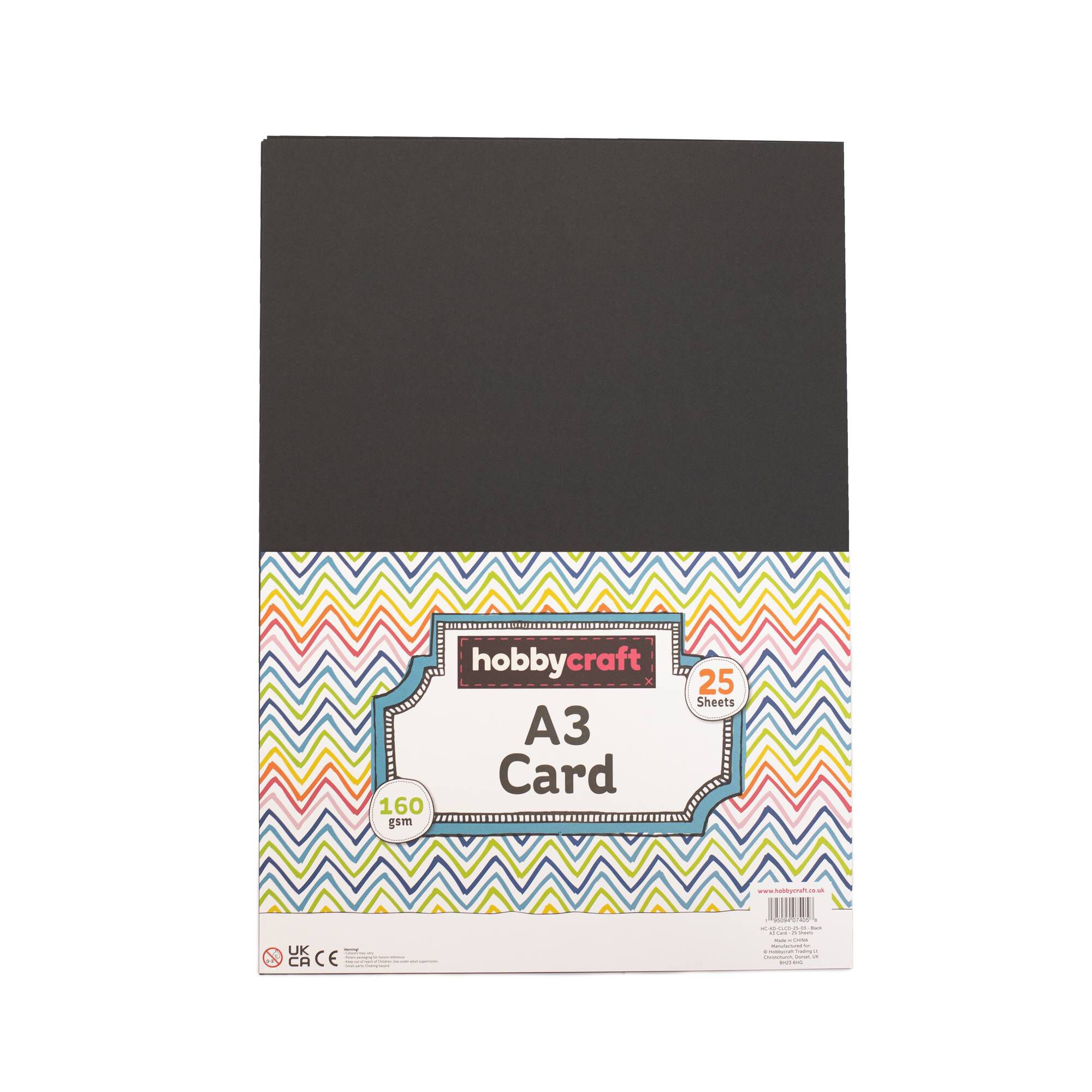 Black Card A4 25 Pack Hobbycraft