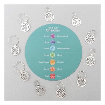 KnitPro Mindful Silver Plated Chakra Stitch Markers 10 Pack