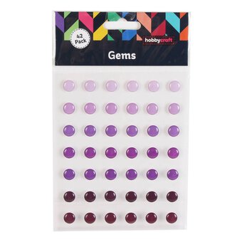 Mixed Purple Adhesive Gems 10mm 42 Pack