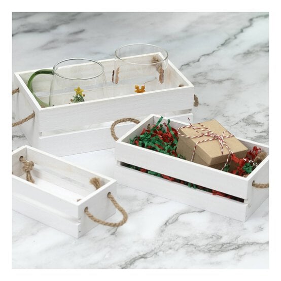 White Wooden Decorative Storage Set 3 Pieces image number 2