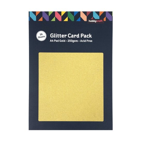 Gold Glitter Card A4 16 Pack image number 3