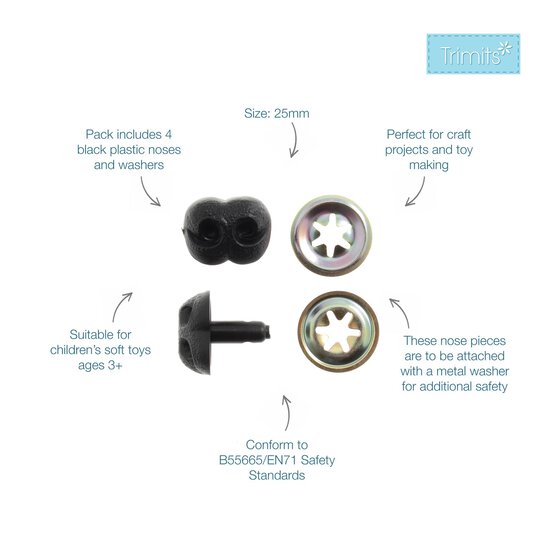 Trimits Black Toy Nose 25mm 4 Pack image number 2