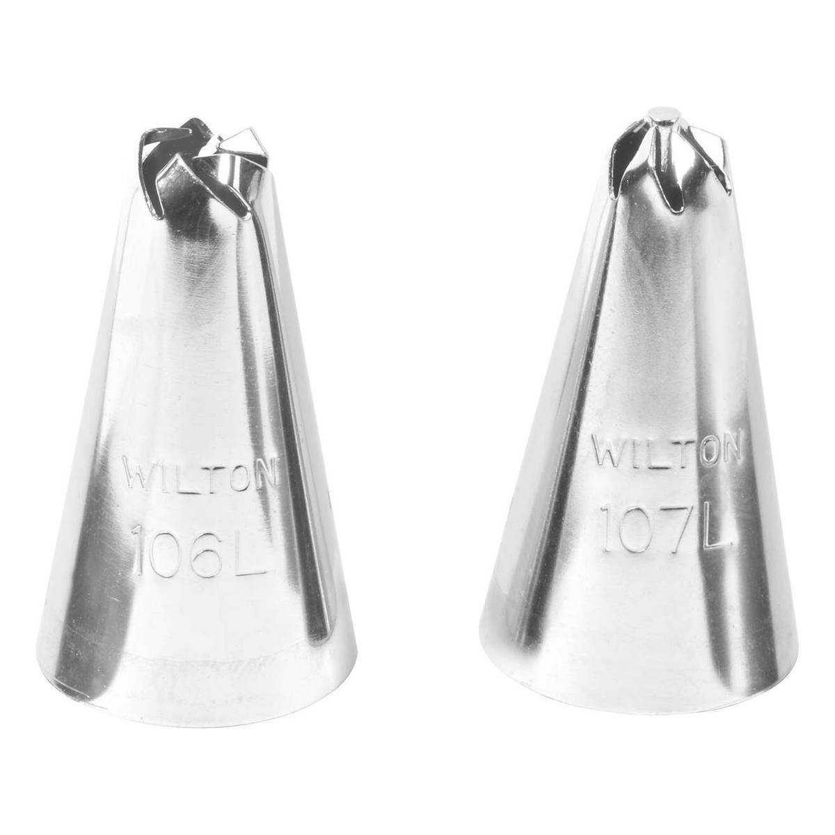 Wilton No.106 and No.107 Drop Flower Left Hand Decorating Tip Set 2