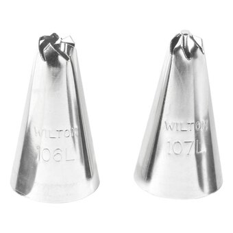 Wilton No.106 and No.107 Drop Flower Left Hand Decorating Tip Set 2 Pack