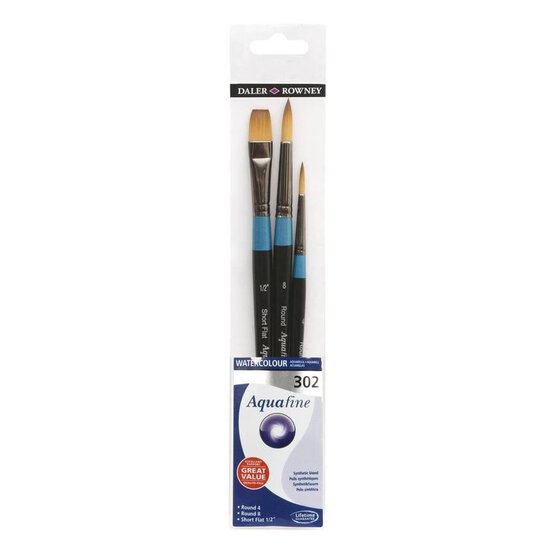 Aquafine Short Handled Watercolour Brushes Set 302 3 Pack image number 1