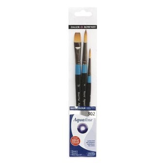 Aquafine Short Handled Watercolour Brushes Set 302 3 Pack