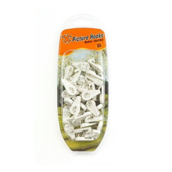 X Medium Hard Wall Picture Hooks 30 Pack image number 1