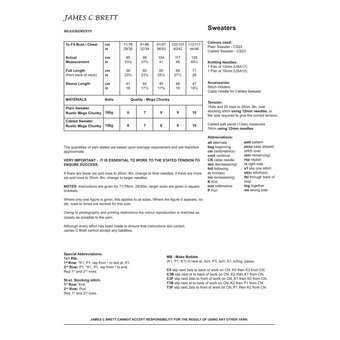 James C Brett Rustic Mega Chunky Jumpers Pattern JB753