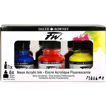 Daler-Rowney FW Neon Acrylic Ink 29.5ml 6 Pack image number 4