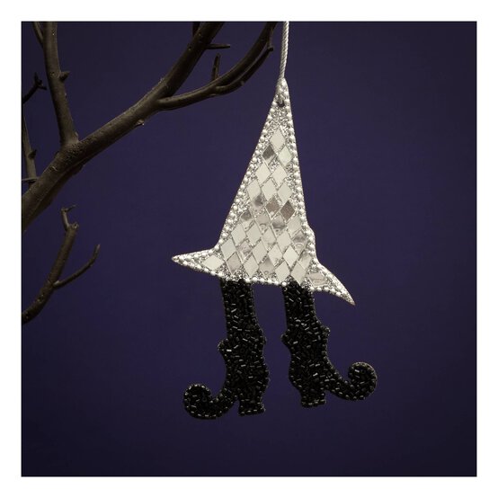 Mirror Mosaic Witch Hat with Beaded Boots Decoration 12cm image number 1