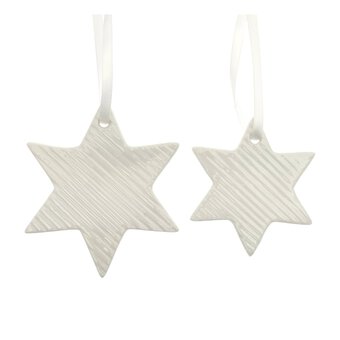 Glazed Hanging Ceramic Striped Star Decorations 2 Pack