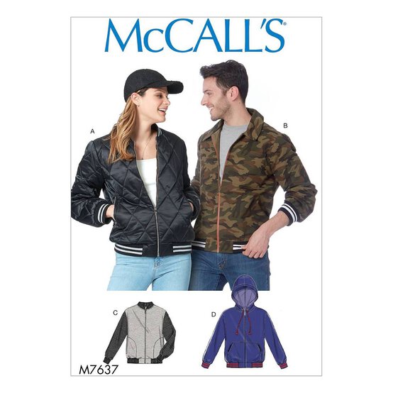 McCall&rsquo;s Bomber Jacket Sewing Pattern M7637 (XL-XXXL) image number 1