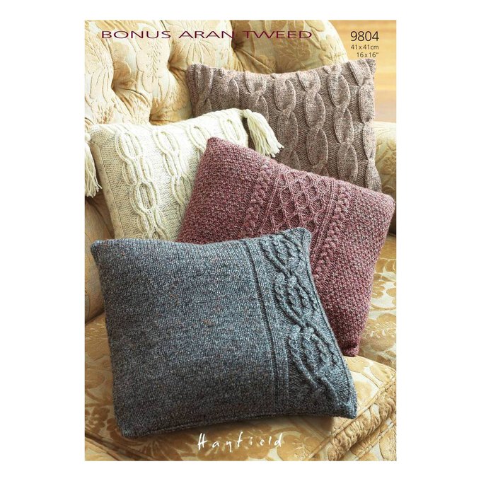 Hayfield Bonus Aran Tweed Cushions Digital Pattern 9804 image number 1