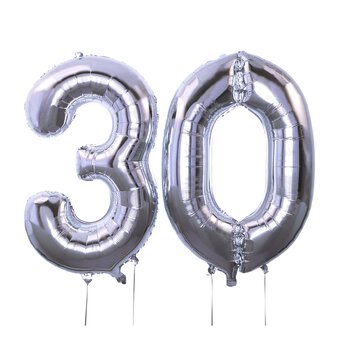 Extra Large Silver Foil 30 Balloon Bundle