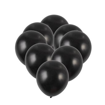 Black Pearlised Latex Balloons 8 Pack