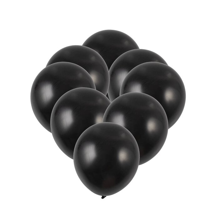 Black Pearlised Latex Balloons 8 Pack image number 1