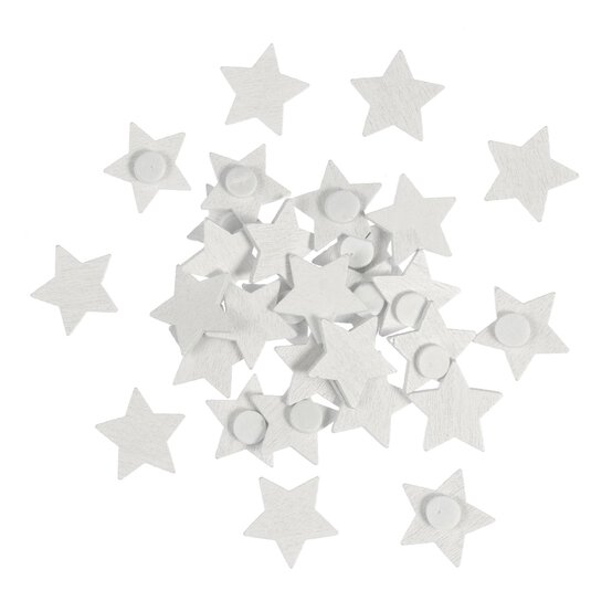 White Wooden Star Embellishments 30 Pack image number 1
