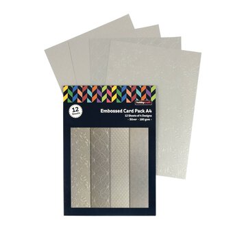 Embossed Silver Card Pack A4 12 Sheets