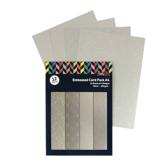 Embossed Silver Card Pack A4 12 Sheets image number 1