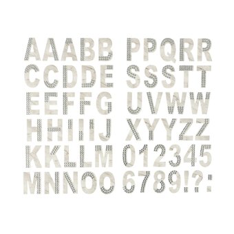 Silver Marble Gem Chipboard Alphabet Stickers