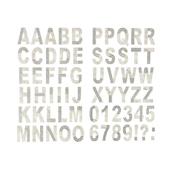Silver Marble Gem Chipboard Alphabet Stickers image number 1