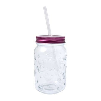 Cherry Glass Drinking Jar with a Straw