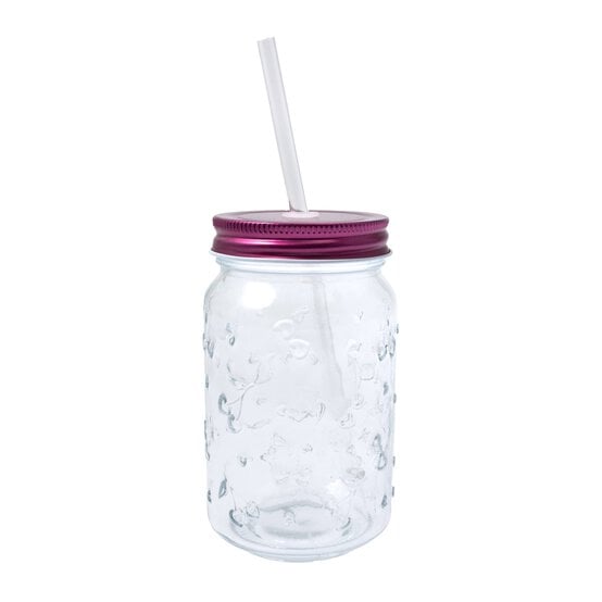 Cherry Glass Drinking Jar with a Straw image number 1