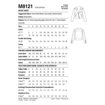 McCall’s Women’s Jacket Sewing Pattern M8121 (8-16)