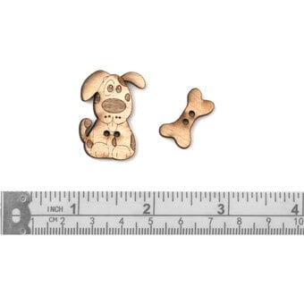 Trimits Wooden Dog and Bone Buttons 6 Pieces image number 3