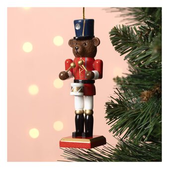 Hanging Wooden Bear Nutcracker Decoration 13cm