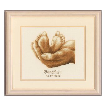 Vervaco Little Feet Birth Cross Stitch Kit 19cm x 16cm