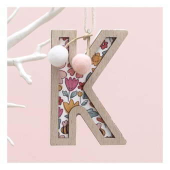 Hanging Wooden Letter K 7.5cm