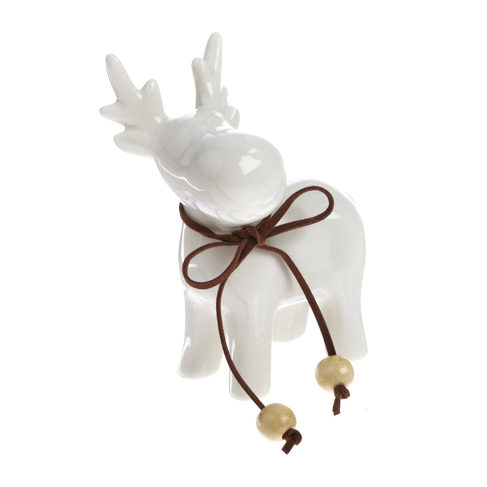 White Glaze Ceramic Reindeer 12cm Hobbycraft