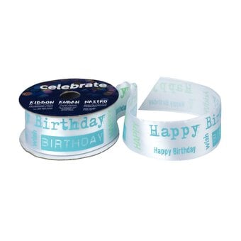 Baby Blue Happy Birthday Ribbon 25mm x 3m