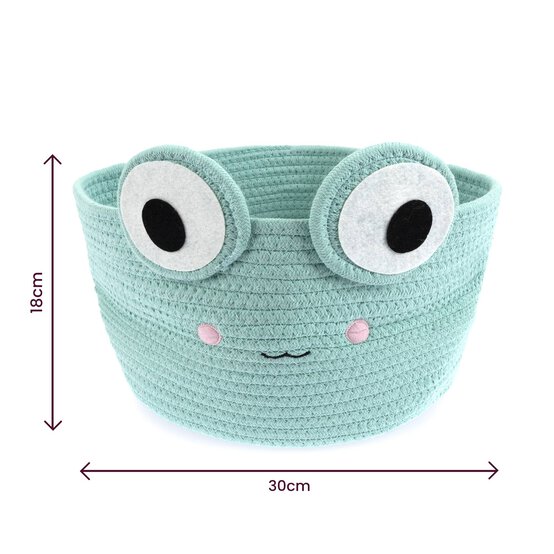 Green Frog Cotton Rope Basket 30cm x 18cm image number 4